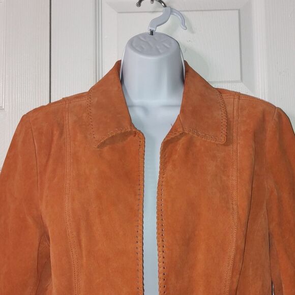 Coldwater creek Burnt orange suede leather fall jacket Sz PL Large Petite - Picture 3 of 6